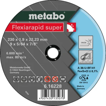 Metabo Flexiarapid super 230x1,9x22,23 Inox, TF 41 (616228000) · 616228000
