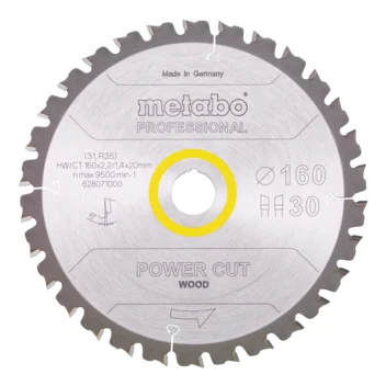 Metabo Hoja de sierra "power cut wood - professional", 160x20, Z30 WZ 5° (628071000) · 628071000