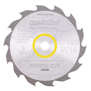 Metabo Hoja de sierra "power cut wood - professional", 190x20, D14 DI 25° (628004000) · 628004000
