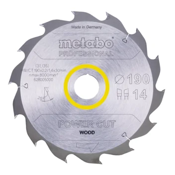 Metabo Hoja de sierra "power cut wood - professional", 190x30, D14 DI 25°° (628005000) · 628005000