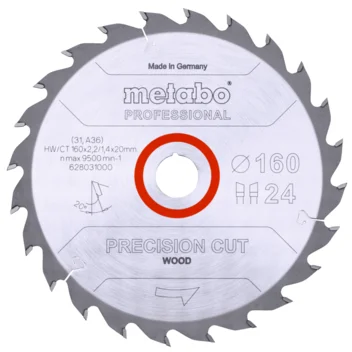 Metabo Hoja de sierra "precision cut wood - professional", 160x20, D24 DI 20° (628031000) · 628031000
