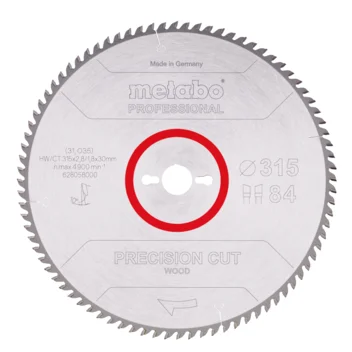 Metabo Hoja de sierra "precision cut wood - professional", 315x30, D84 DI 10° (628058000) · 628058000