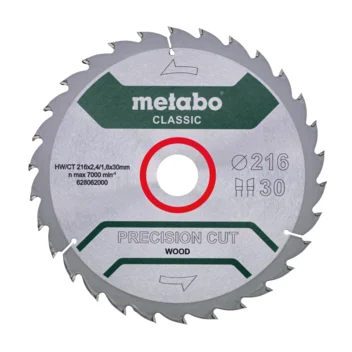 Metabo Hoja de sierra "precision cut wood - classic", 216x30, D30 DI 22° (628062000) · 628062000