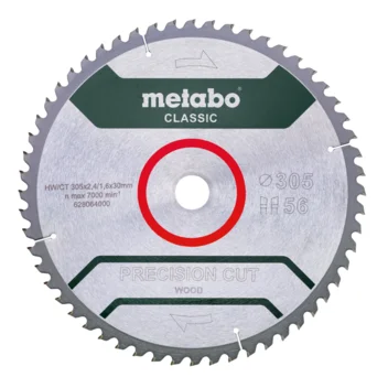 Metabo Hoja de sierra "precision cut wood - classic", 305x30, D56 DI 5° neg (628064000) · 628064000