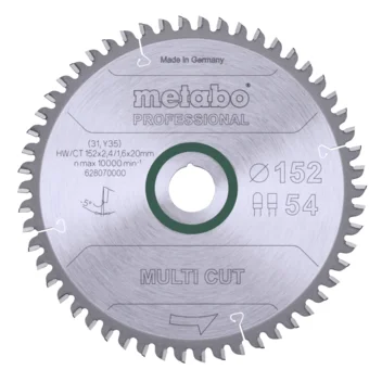 Metabo Hoja de sierra "multi cut - professional", 152x20, D54 DP/DT 5° neg. (628070000) · 628070000