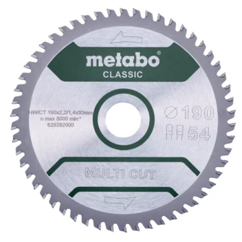 Metabo Hoja de sierra "multi cut - classic", 190x30 Z54 DP/DT 5° (628282000) · 628282000