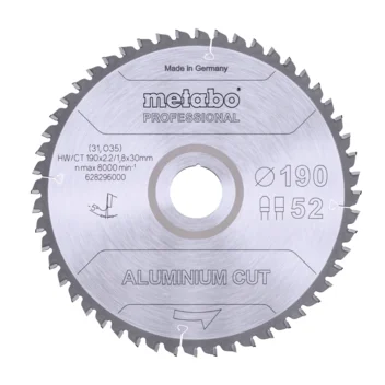 Metabo Hoja de sierra "aluminium cut - professional", 190x30 Z52 DP/DT 5°neg (628296000) · 628296000