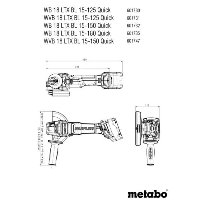 Metabo WB 18 LTX BL 15-180 QUICK