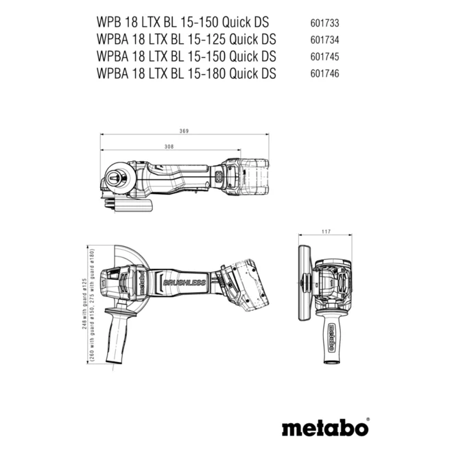 Metabo WPBA 18 LTX BL 15-180 QUICK DS