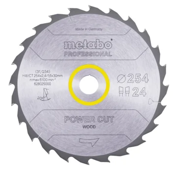 Metabo Hoja de sierra "power cut wood - professional", 254x30, D24 DI 20° (628025000) · 628025000