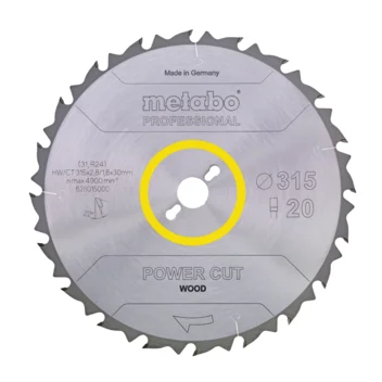 Metabo Hoja de sierra "power cut wood - professional", 315x30, D20 DP 22° (628015000) · 628015000