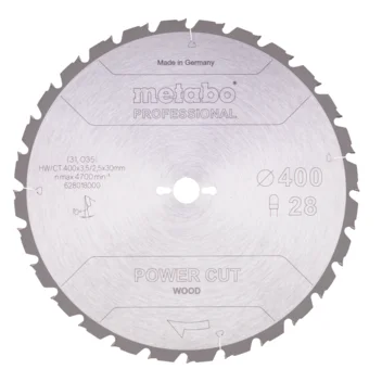 Metabo Hoja de sierra "power cut wood - professional", 400x30 D28 TZ 10° (628018000) · 628018000