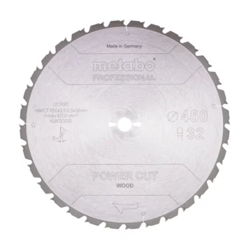 Metabo Hoja de sierra "power cut wood - professional", 450x30 D32 TZ 10° (628020000) · 628020000
