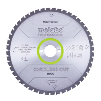 Metabo Hoja de sierra "cordless cut wood - professional", 216x30 Z48 DI 5°neg (628445000) · 628445000