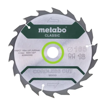 Metabo Hoja de sierra "cordless cut wood - classic", 165x20 D18 DI 20° /B (628650000) · 628650000