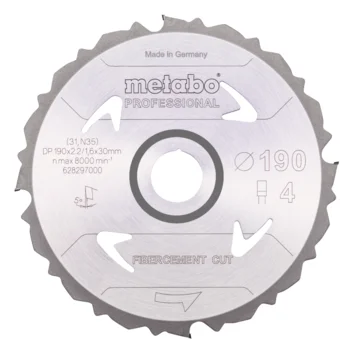 Metabo Hoja de sierra "fibercement cut - professional", 190x30 D4 PCD FZ 5° (628297000) · 628297000